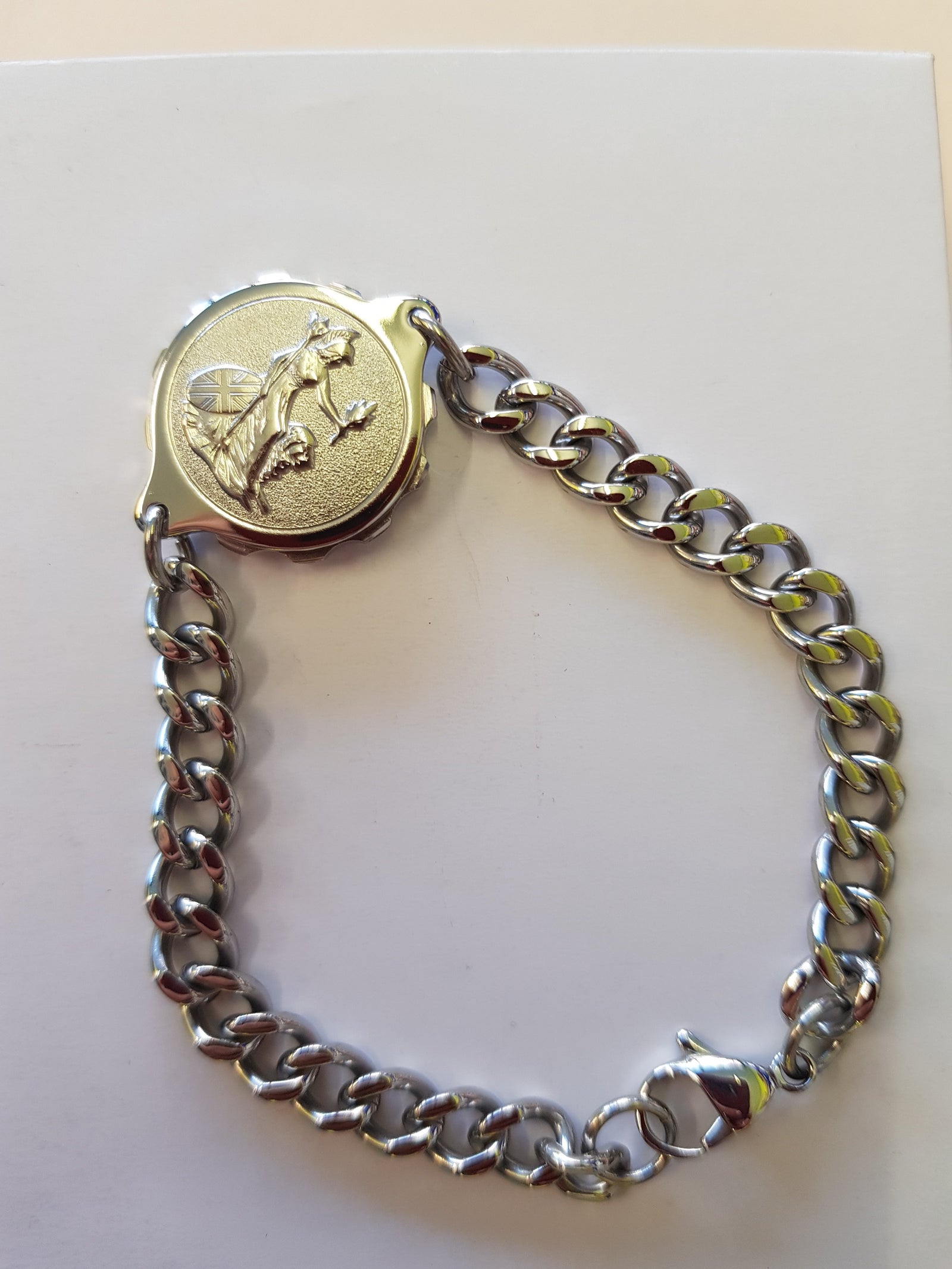 235 130 LADIES STEEL BRACELET WITH BRITANNIA DESIGN - NEW