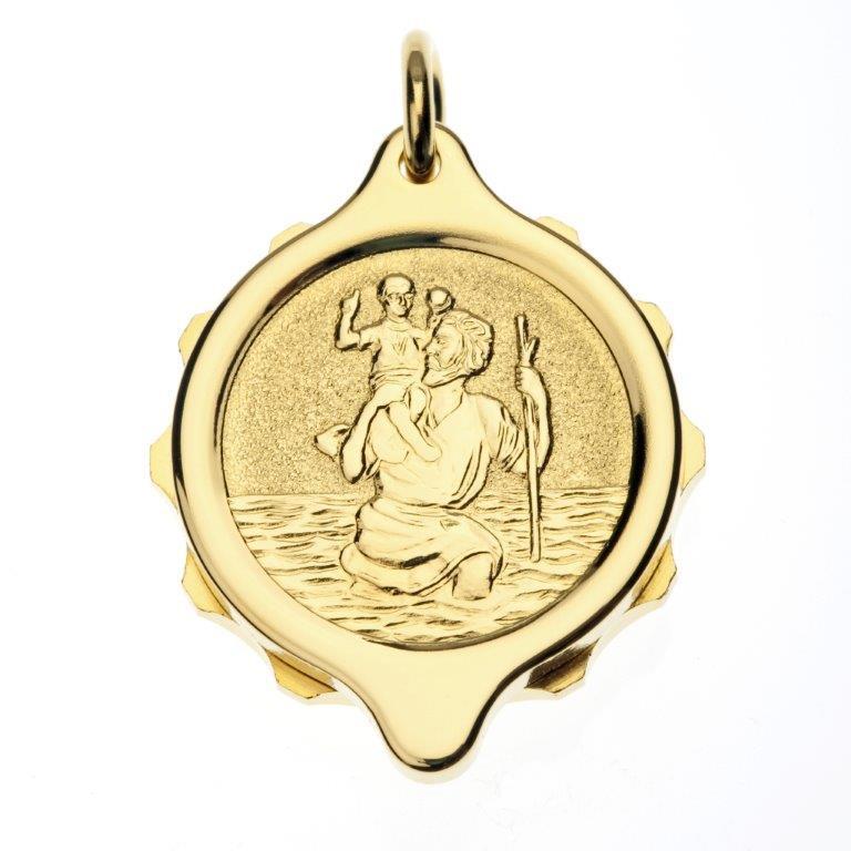 Gold Plated St Christopher Pendant and Chain