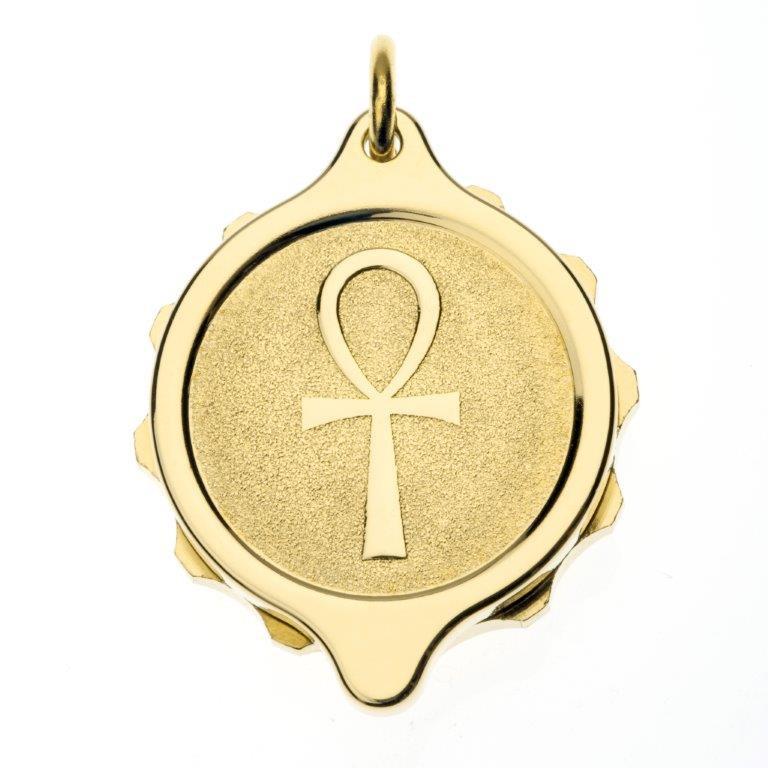 Gold Plated Coptic Cross / Ankh Pendant and Chain