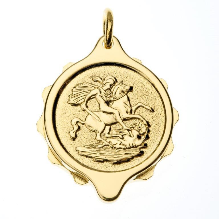 Gold Plated St George & Dragon Pendant and Chain