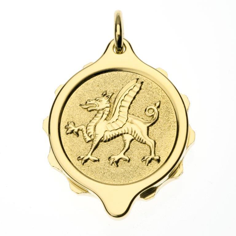 Gold Plated Welsh Dragon Pendant and Chain