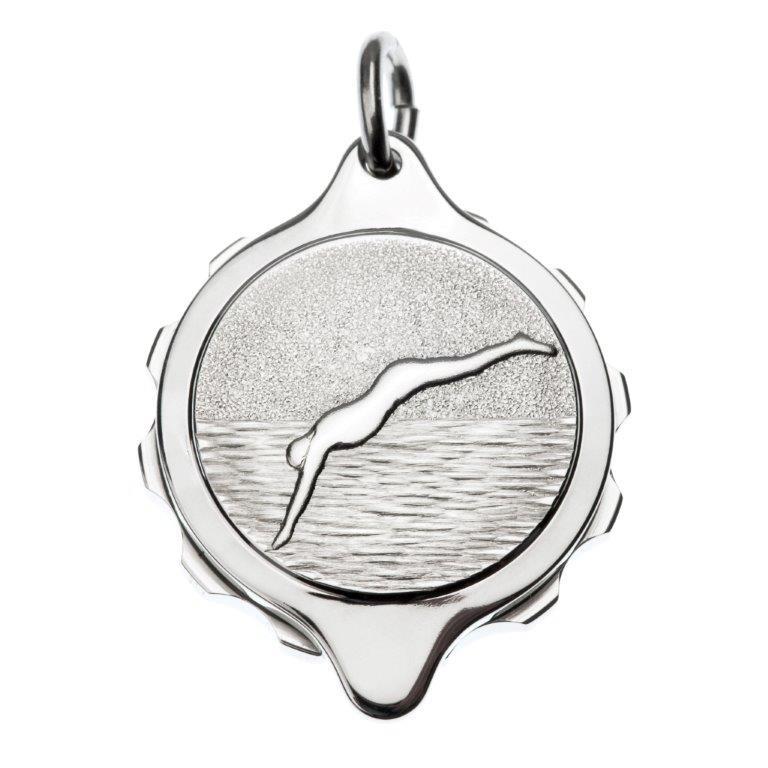 Stainless Steel Swimmer / Diver Pendant and Chain