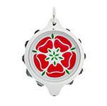 Chrome Plated (Coloured Pendant with chain) - Red Tudor Rose