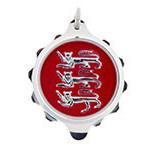 Chrome Plated (Coloured Pendant with chain) - Three Leopards in Red