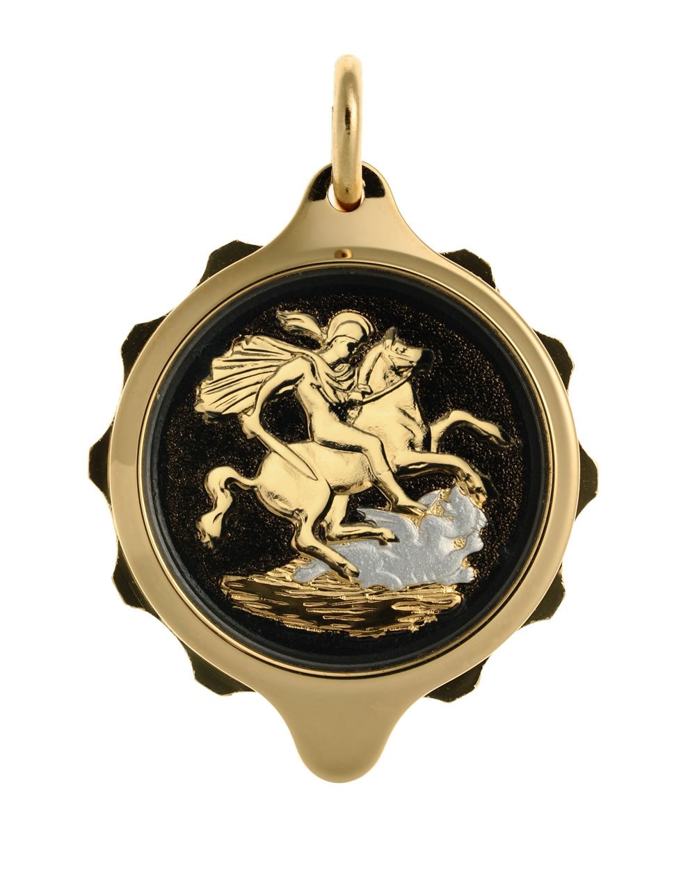 Gold Plated (Coloured Pendant with chain) - St George & Dragon