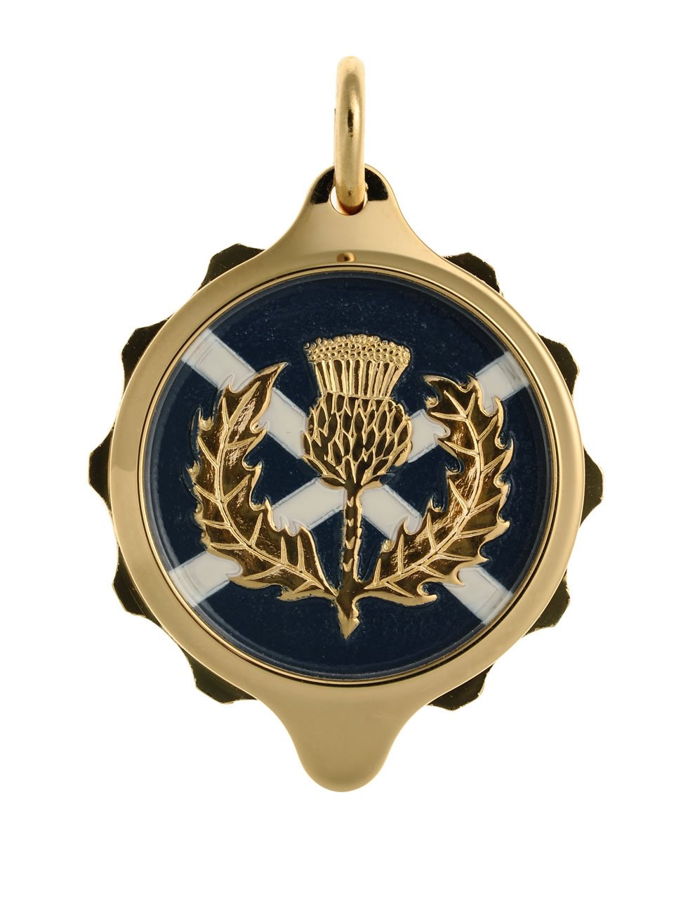 Gold Plated (Coloured Pendant with chain) - Scottish Thistle