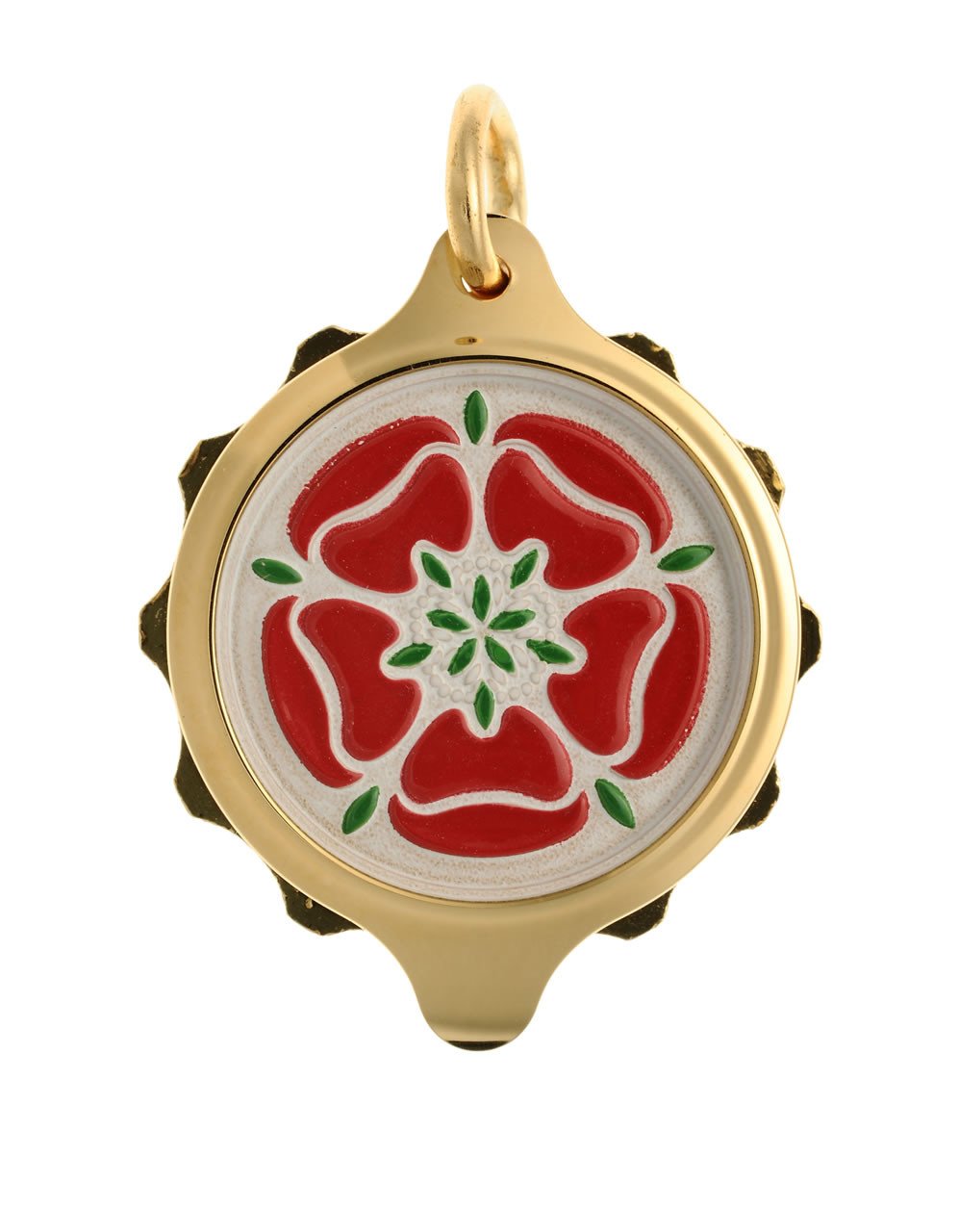 Gold Plated (Coloured Pendant with chain) - Red Tudor Rose